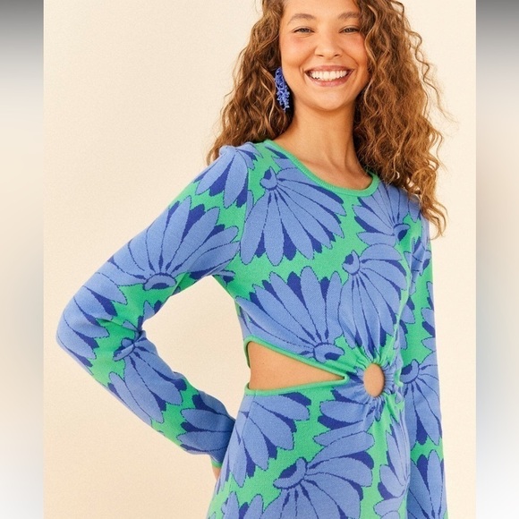 Farm‎ Rio Green Copacabana Mini Knit Dress - Picture 3 of 12